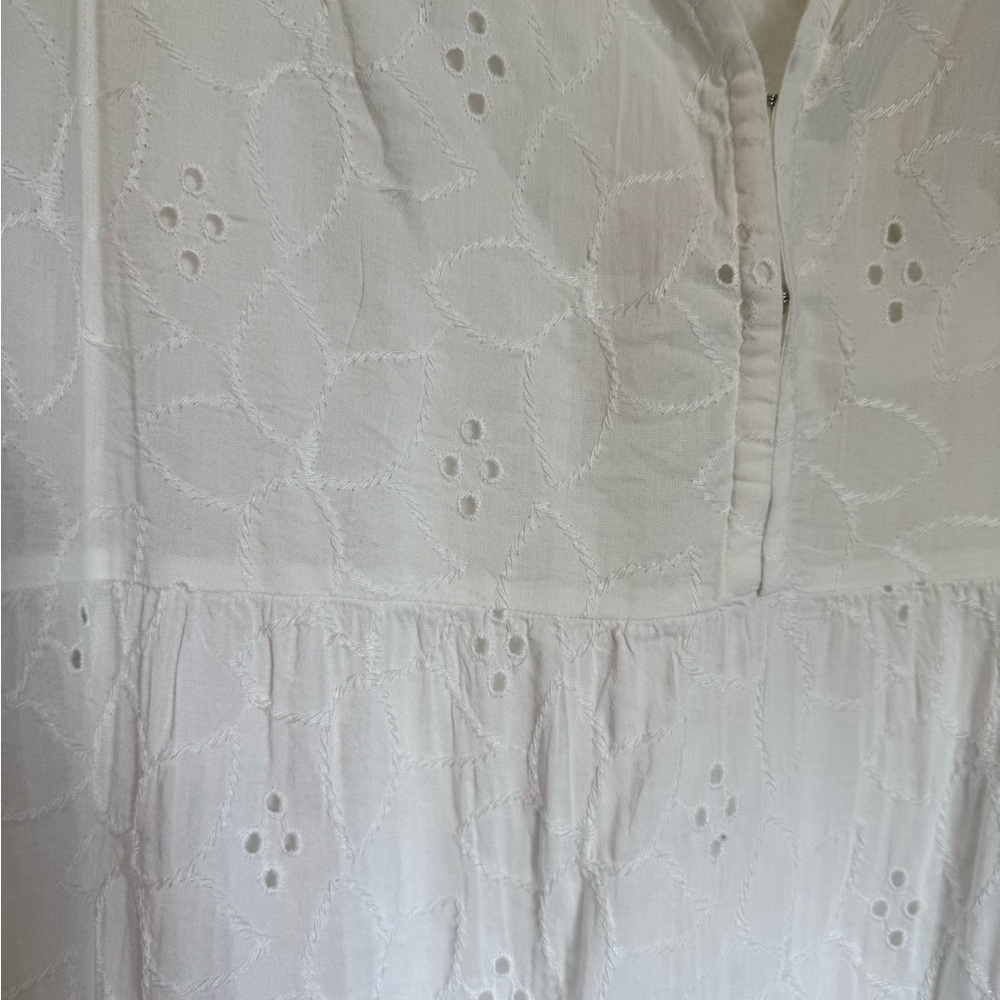 Old Navy White Eyelet Boho Tiered Mini Dress Long Sleeve XL - Picture 3 of 5